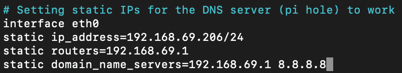 Static IP configuration for Raspberry Pi